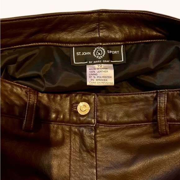 NWOT St John Sport Chocolate Leather Pants - Picture 2 of 4